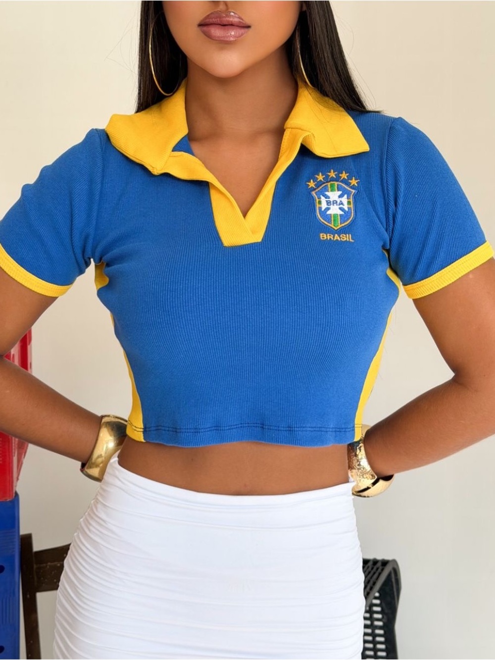 Brasil Blue & Yellow Cropped Soccer Top